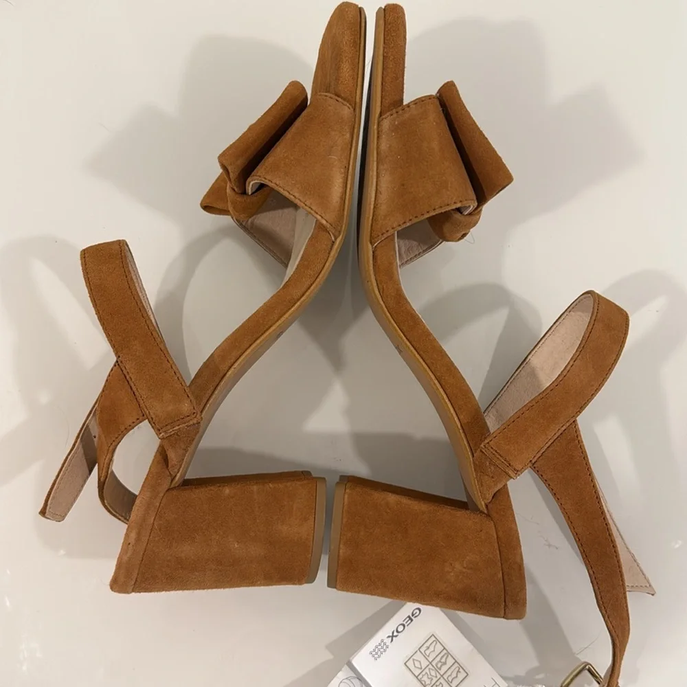 Geox Boho Platform Suede Block Heel Cross Strap Sandals Womens Size 40 NEW